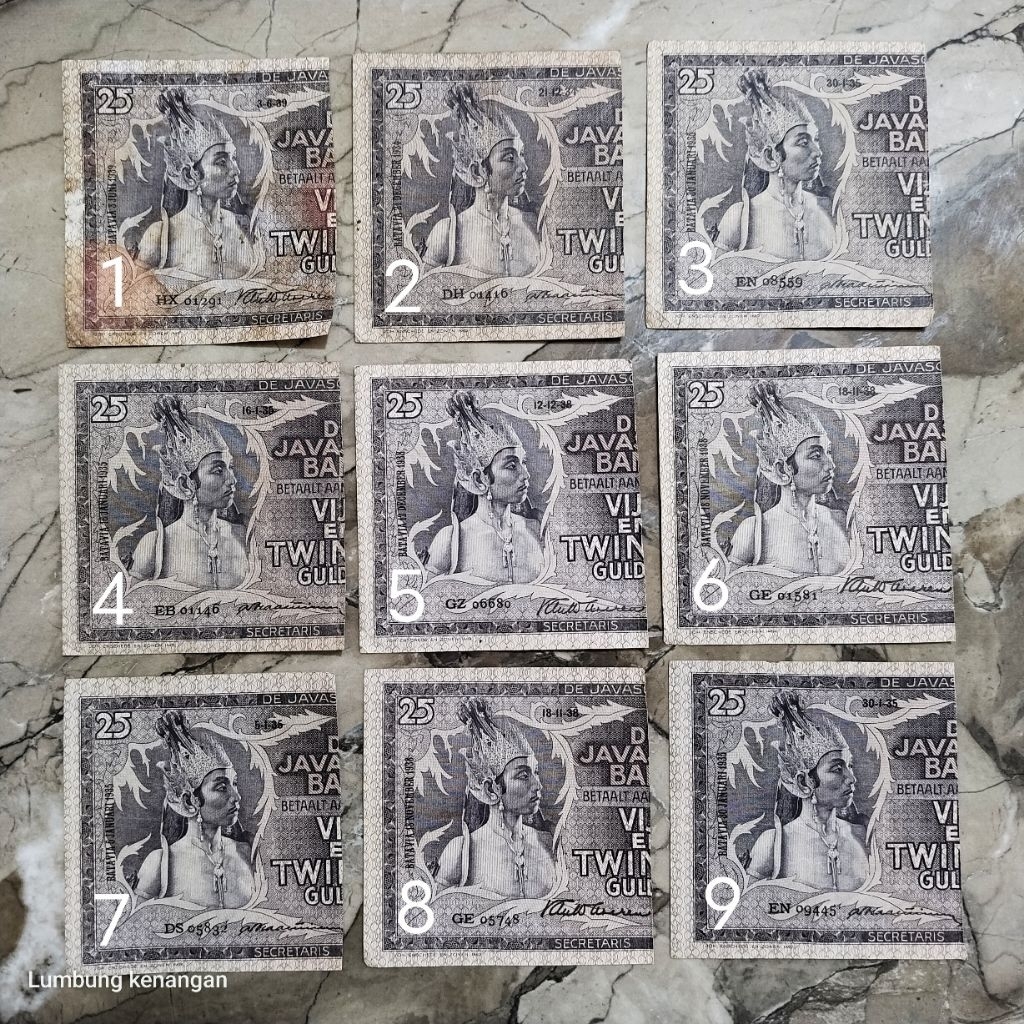 uang kuno Sanering 25 Gulden Wayang