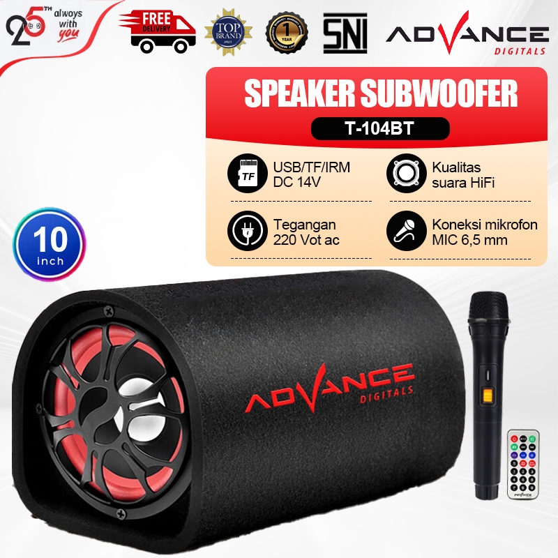 Advance T-104BT Speaker Bluetooth Subwoofer 10 inch Multifungsi Salon Aktif Dengan Remote Control