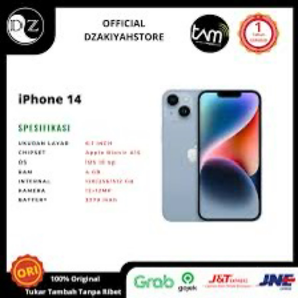 iPhone 14 Plus 128GB Biru - Second, Fullset, Garansi 1 Bulan