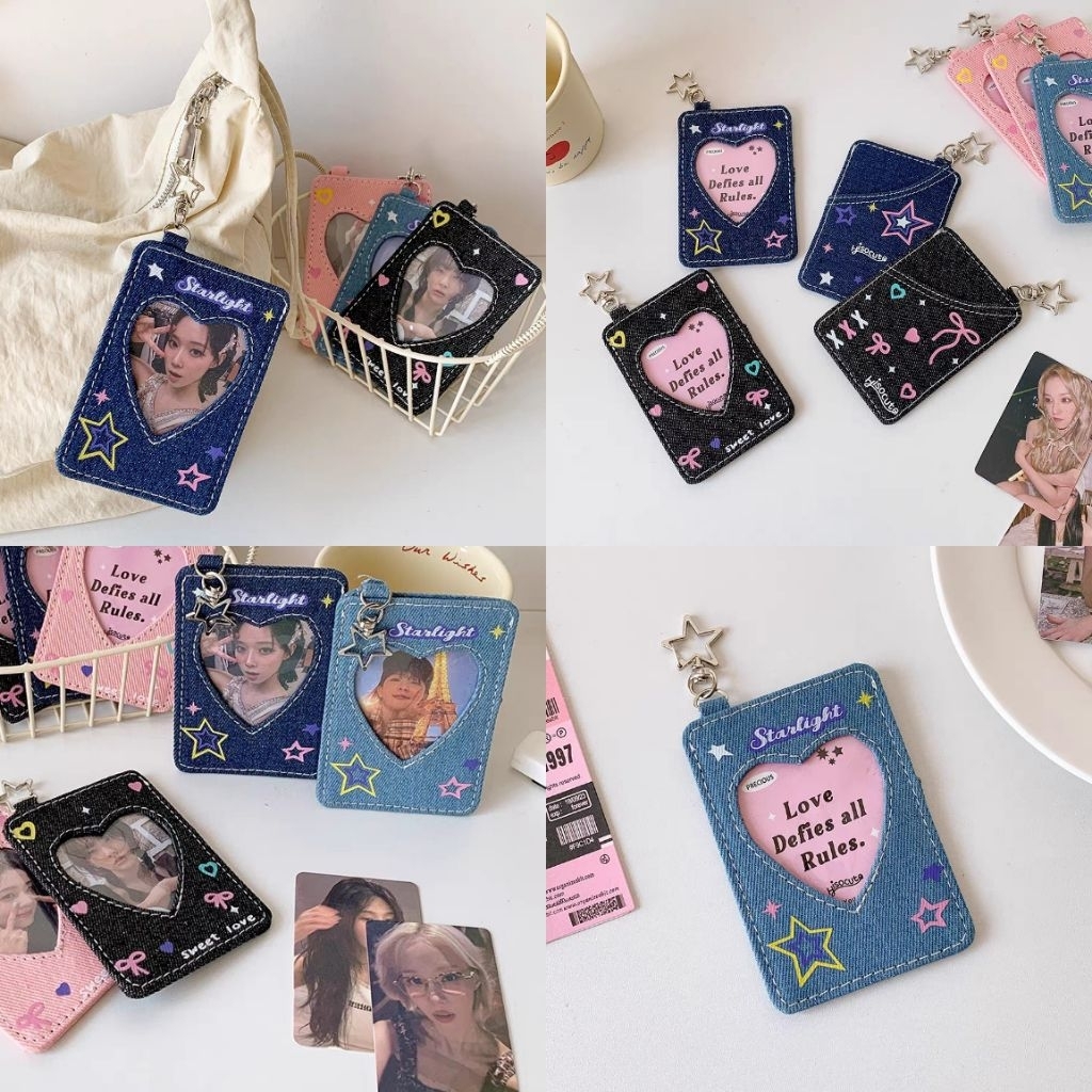[READY STOCK] Photocard Holder / Card Holder / Cahol PC KPOP Idol Photo Denim Star Hard Cover y2k st