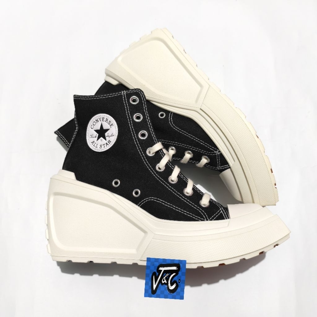 Converse Chuck 70 70s De Luxe Deluxe Wedge Heel Platform Comfort Hi Black