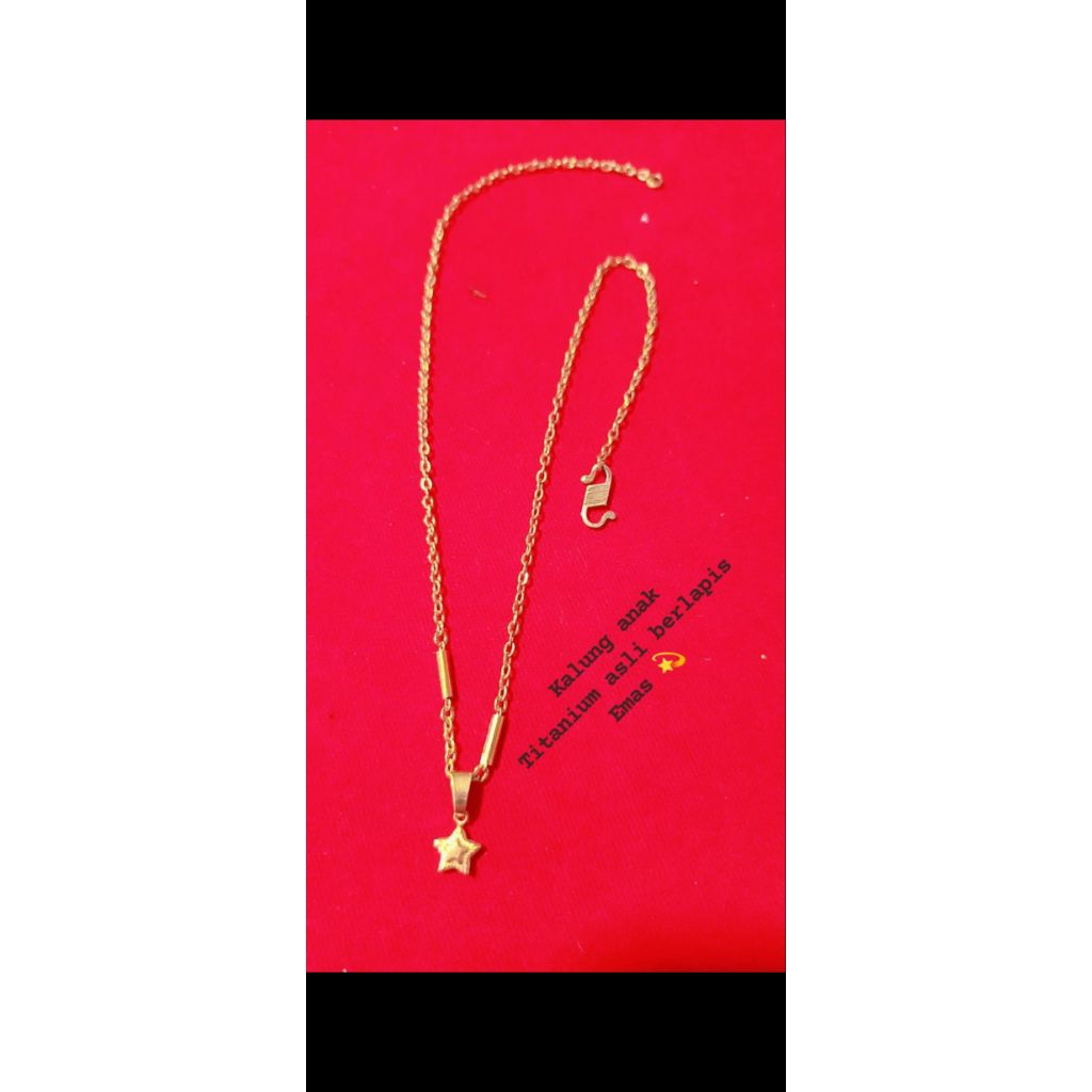 kalung anak titanium asli berlapis emas asli 23 karat