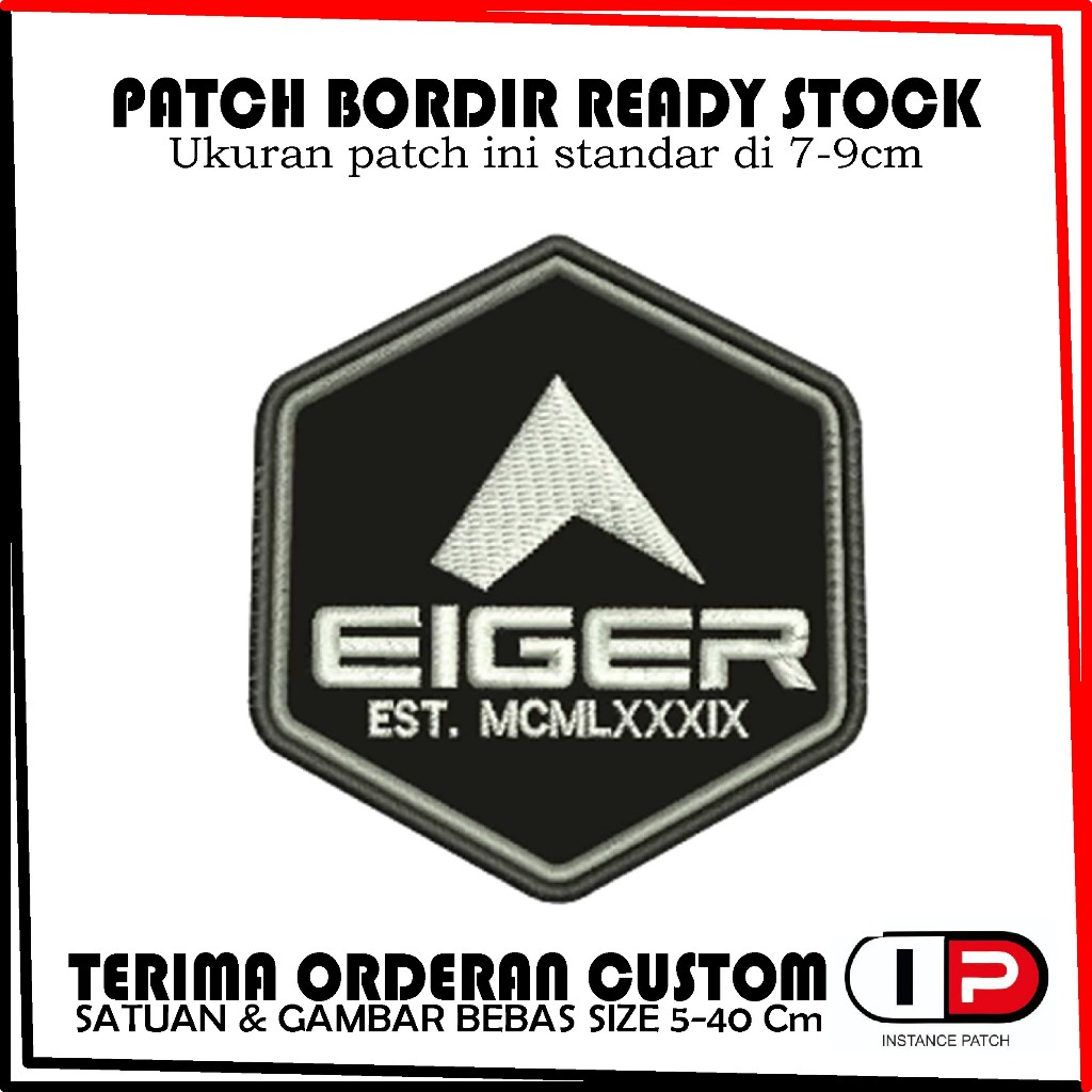 EMBLEM PACTH BORDIR LOGO EIGER KEREN - instancepatchid