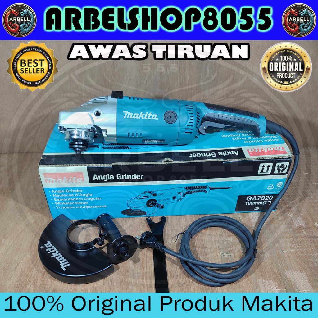 MAKITA ANGLE GRINDER GA 7020 GERINDA TANGAN 7" SLEPAN 7 INCH GA7020 ORIGINAL MAKITA
