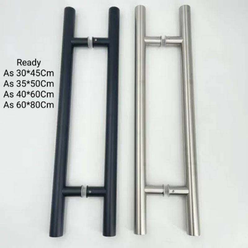 COD PULL HANDLE PINTU KACA PIPA H HITAM & STAINLESS - TARIKAN PINTU STAINLESS - TARIKAN HANDLE PINTU