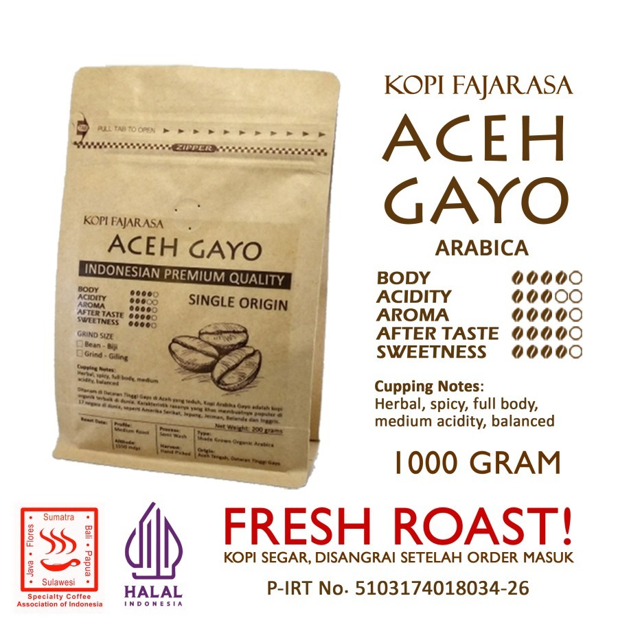 Kopi Fajarasa Aceh Gayo Biji Kopi Arabica 1 kg