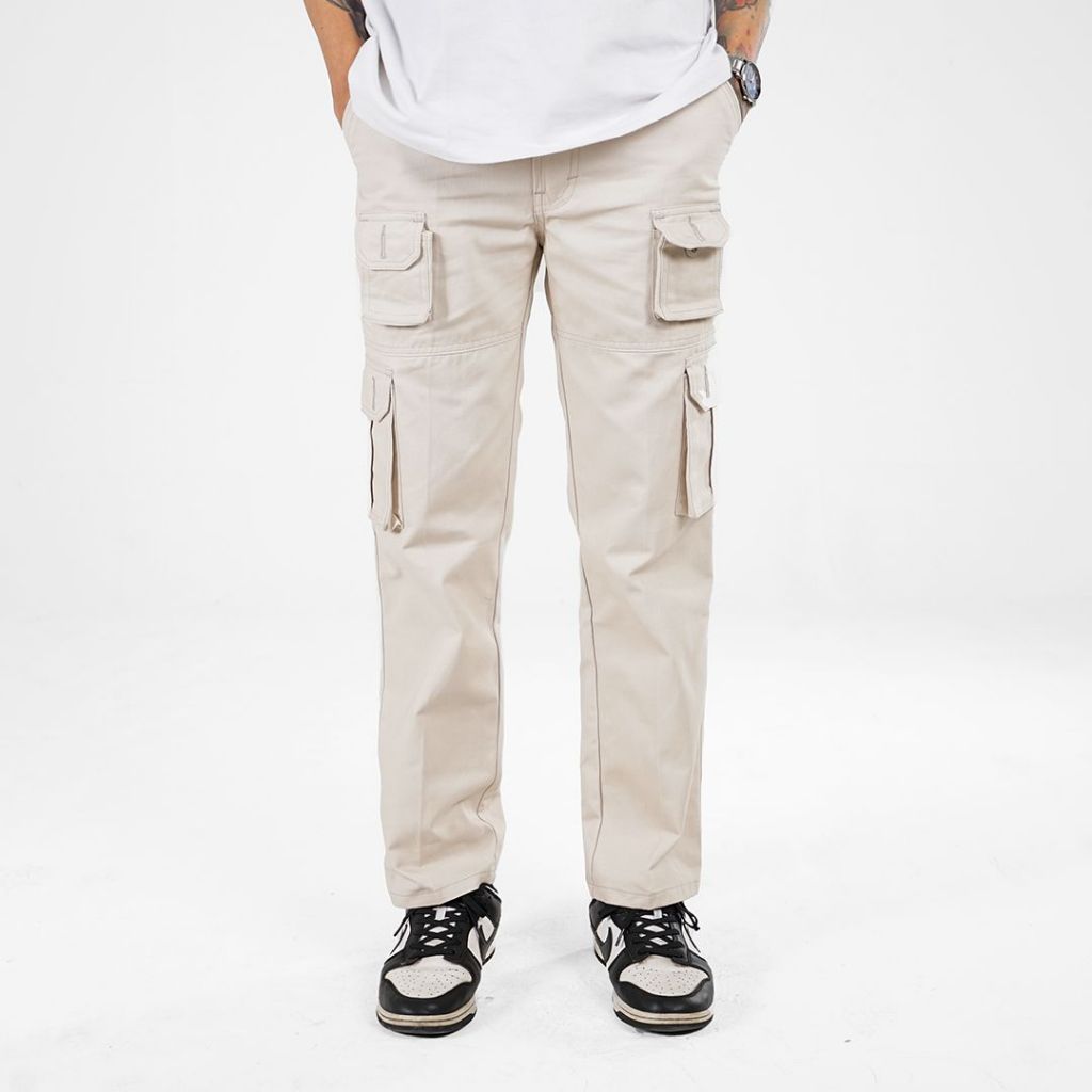 Long cargo cream khaki stretch Woodland
