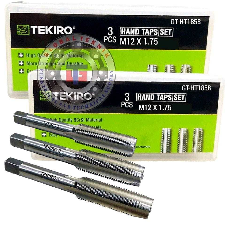 Hand Tap Set M12 X 1.75 mm 3 Pcs Tekiro-1 Set Hand Tap M12x1.75 mm Tekiro