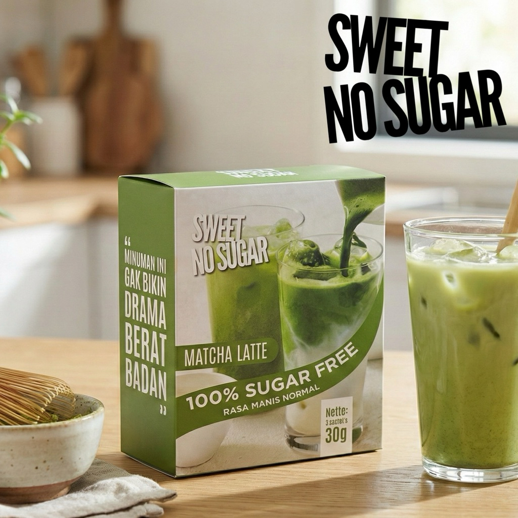 Sweet No Sugar Matcha Latte Sugar Free Ceremonial Grade Uji Kyoto Bebas Gula Aman Diabetes & Diet