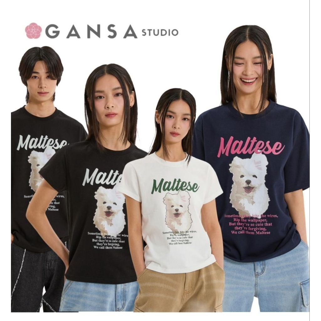 Waikei Maltese Gooreum Illustrasion Half Sleeve T-Shirt