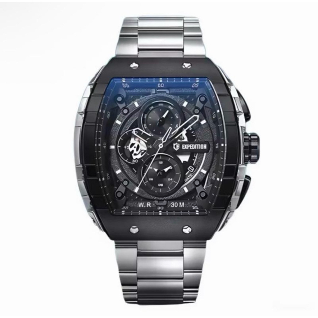 Jam Tangan Expedition E 6782 M Silver Ring Black Original