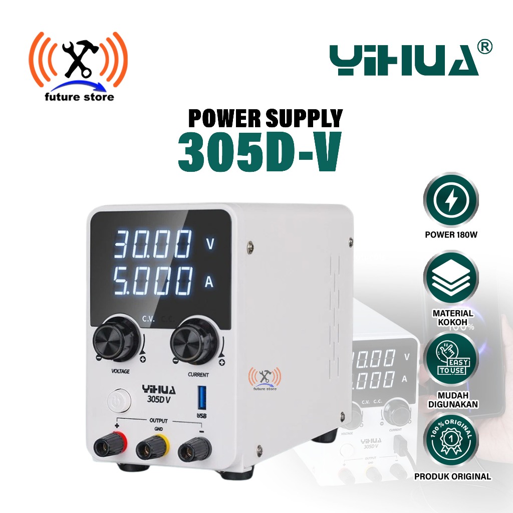 YIHUA 305D-V POWER SUPPLY DIGITAL 30V 5A ORIGINAL - POWER SUPPLY DIGITAL YIHUA 305D-V ORIGINAL SERVI
