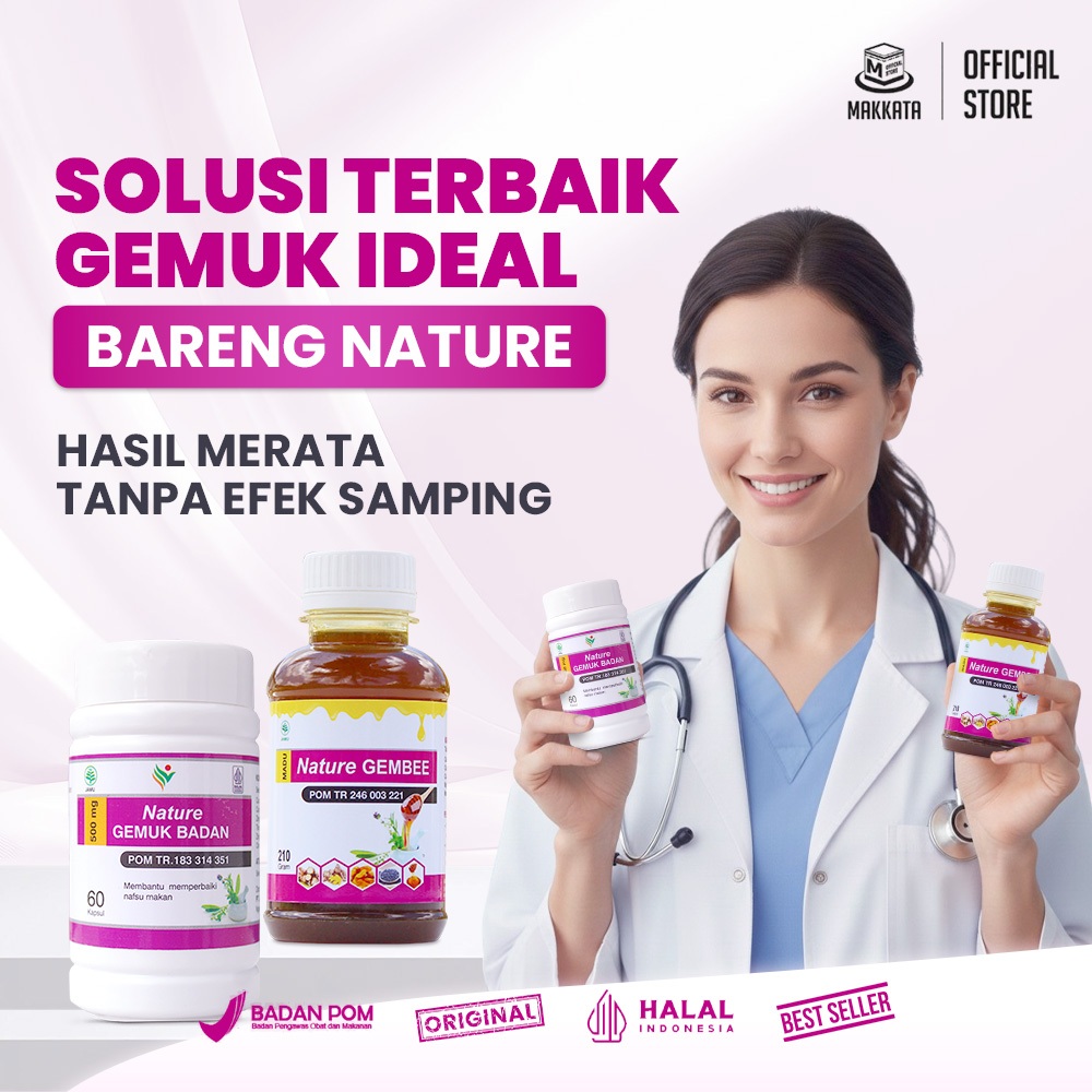 MAKKATA Paket Obat Gemuk Badan Racikan Apoteker, Obat Penggemuk Badan Farmasi Nature Gembee BPOM
