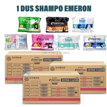 1 DUS/KARTON EMERON SHAMPOO SACHET 10mL | BLACK SHINE | SOFT SMOOTH | HIJAB |