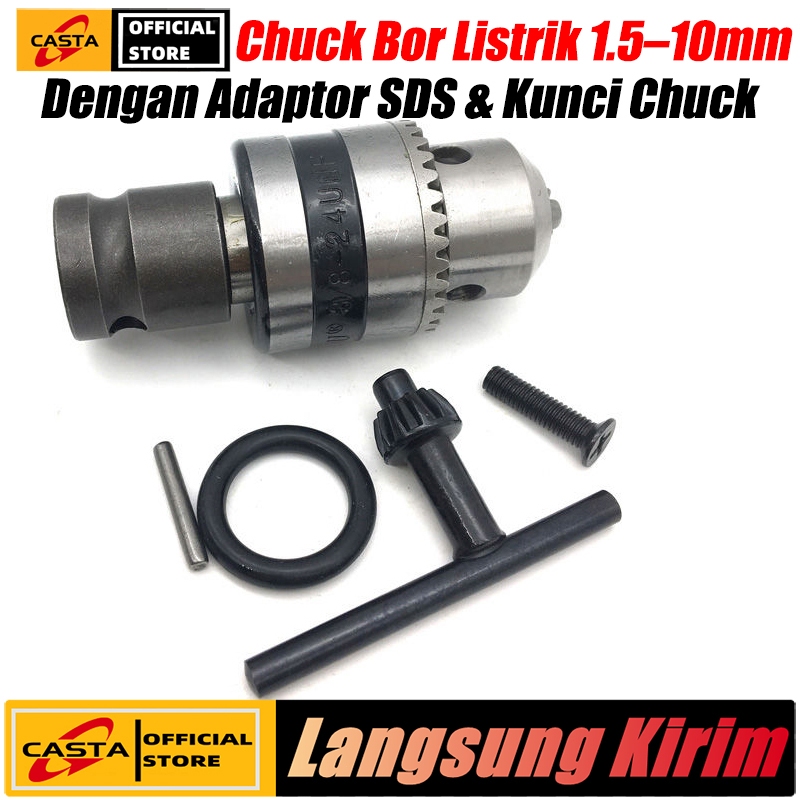 CASTA 1.5-10mm 3/8-24UNF Chuck bor listrik palu listrik konversi bor benturan pegangan SDS ke kepala