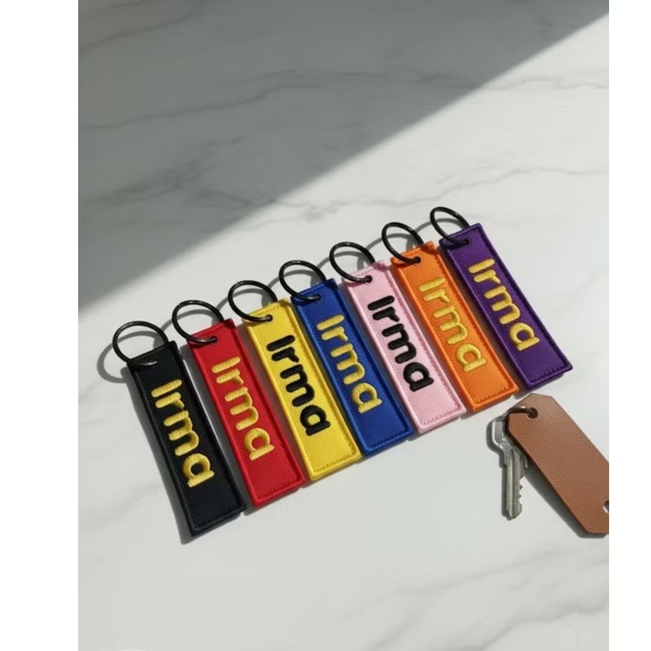GANTUNGAN KUCI/KEYCHAIN CUSTOM BORDIR NAMA 2 SISI