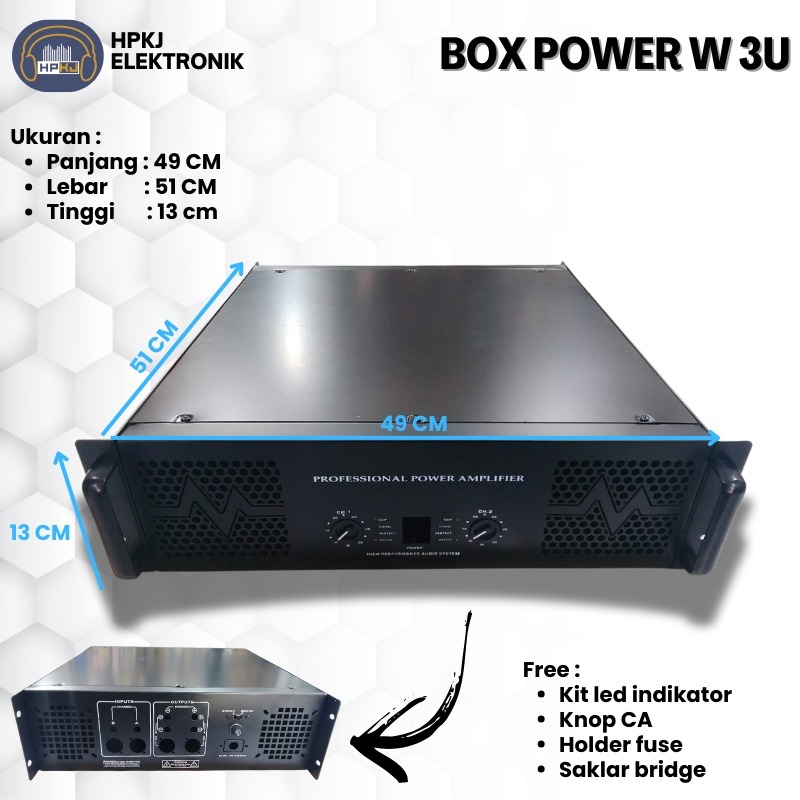 BOX POWER AMPLIFIER W3U KNOP + KIT INDIKATOR SIGN Box ampli W 3U