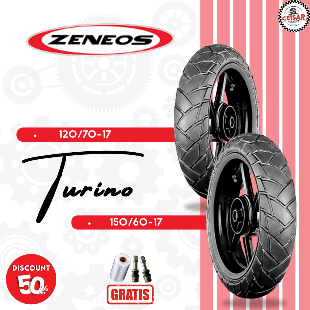 Paket Ban Motor Adventure Touring Zeneos Turino 120/70 + 150/60 Ring 17 Tubeless