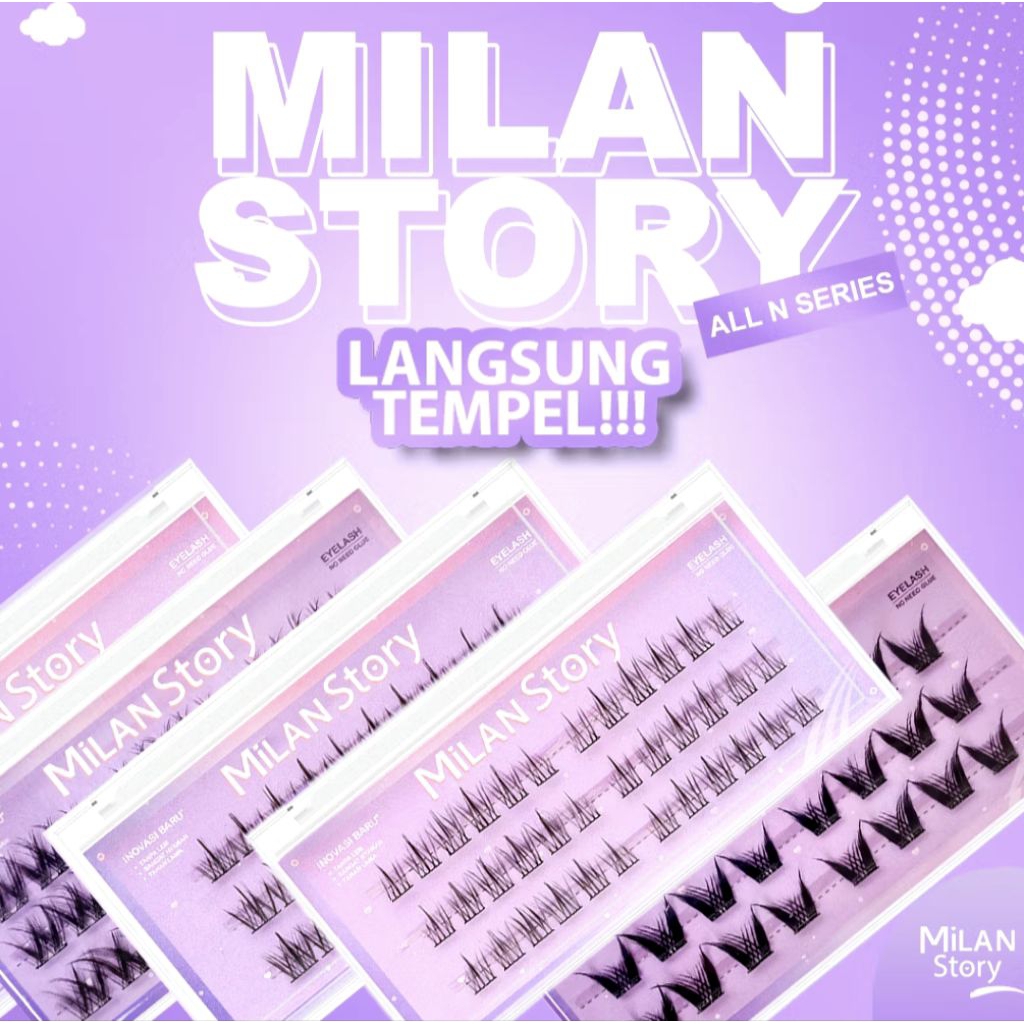 ( LANGSUNG TEMPEL) Milan Story Bulu Mata langsung tempel Milan Story bulu mata tanpa lem