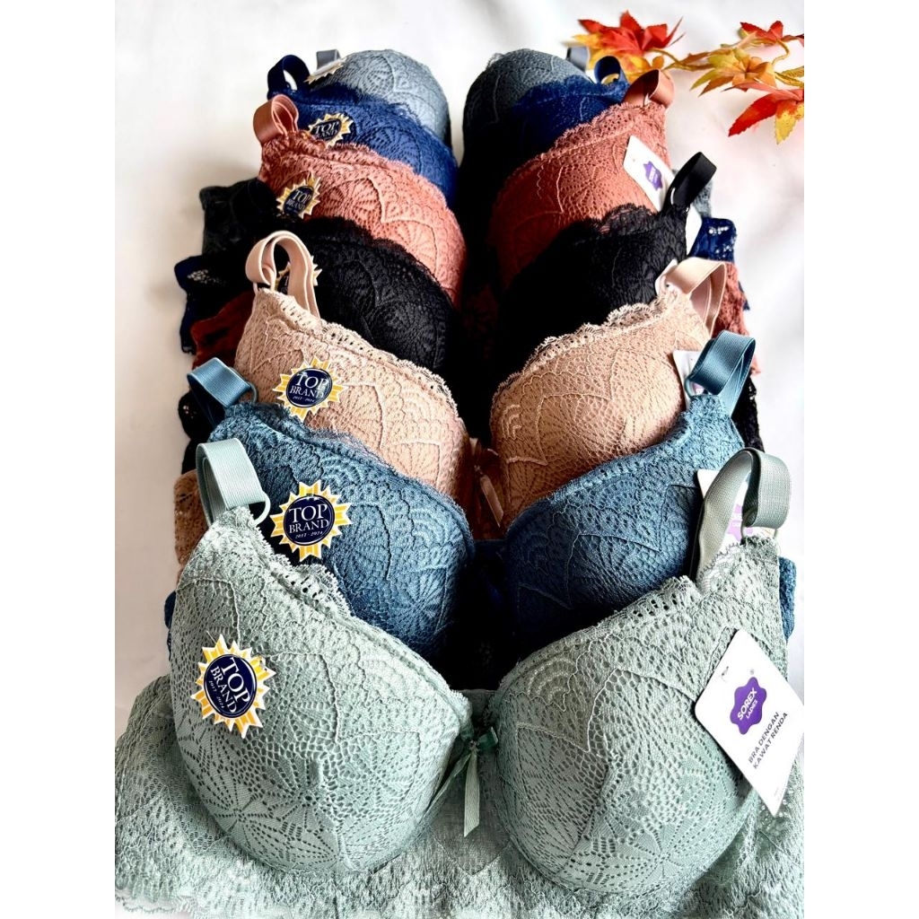 BRA Sorex RENDA KAWAT Big Cup B Busa Tipis Tali Lepas Pasang