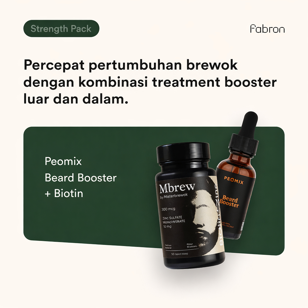 Peomix Beard Booster x Biotin - Combo Terbaik Percepat Pertumbuhan Brewok