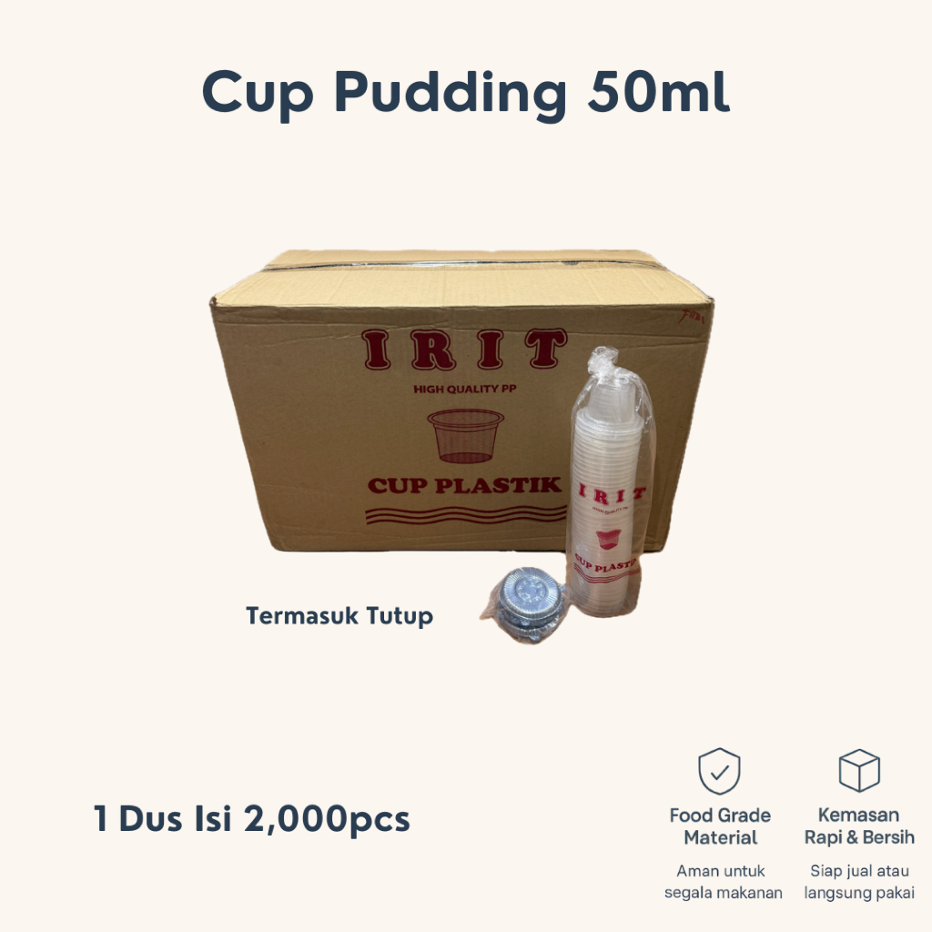 (DUS) Cup Plastik 50ml | Cup Pudding/Jelly/Agar | Cup Plastik Kecil | Dengan Tutup | Grosir Murah