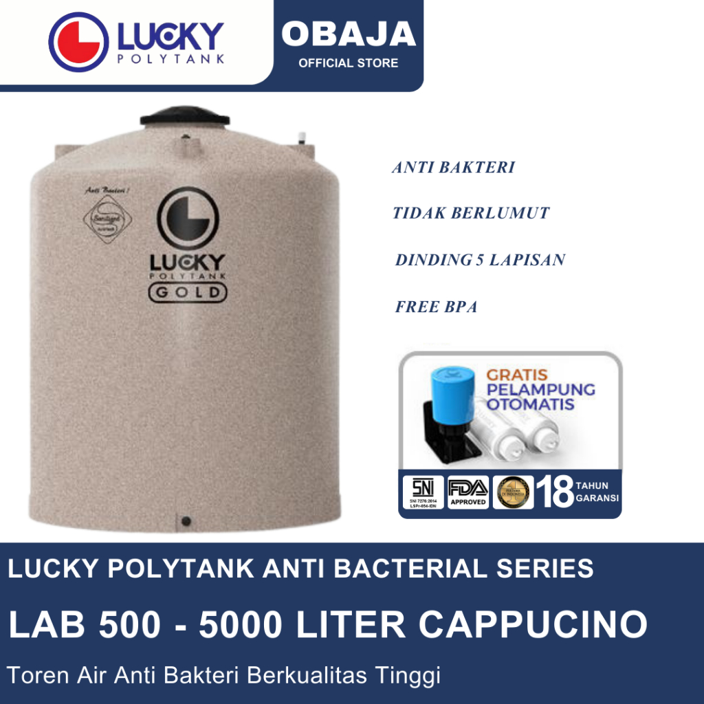 Lucky Polytank Toren Air LAB 500 Cappucino / Toren Air LAB 5000 Liter Cappucino Lucky Polytank