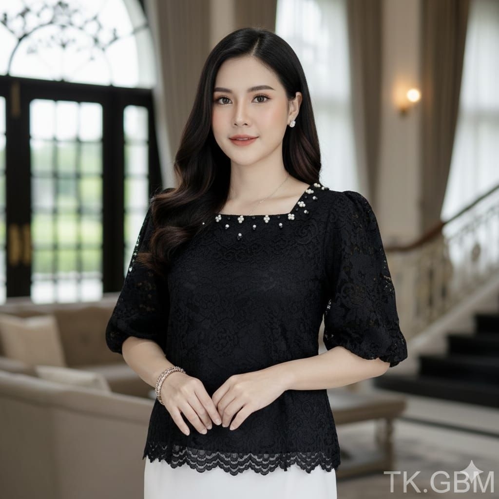 Atasan wanita bahan brokat import ,Atasan brokat payet mutiara