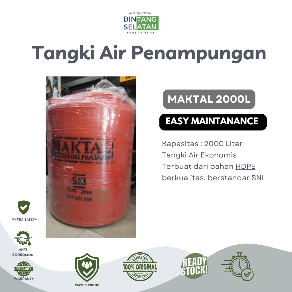 TOREN AIR/ TANGKI TANDON WADAH PENAMPUNGAN AIR MAKTAL 2000 LITER
