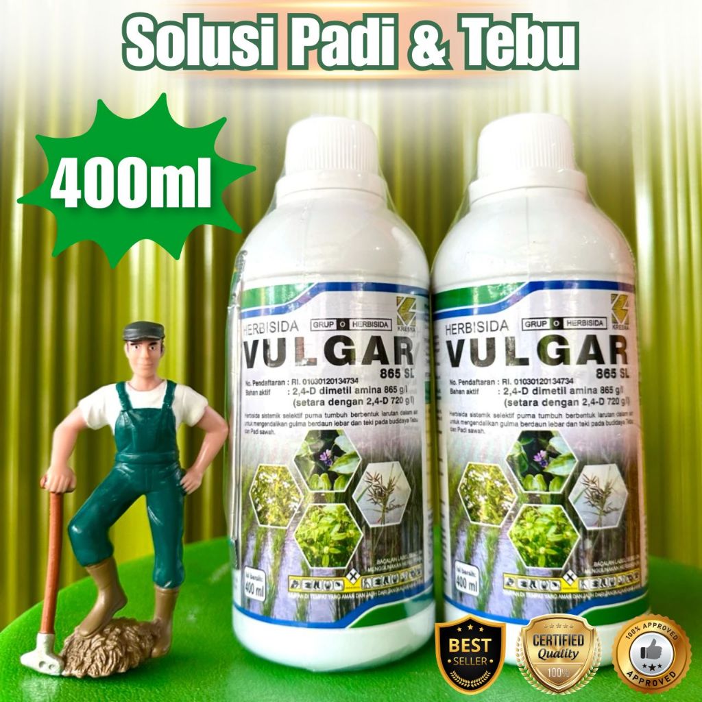 Herbisida VULGAR 865SL 400ml - Herbisida Sistemik Vulgar Untuk Padi dan Tebu