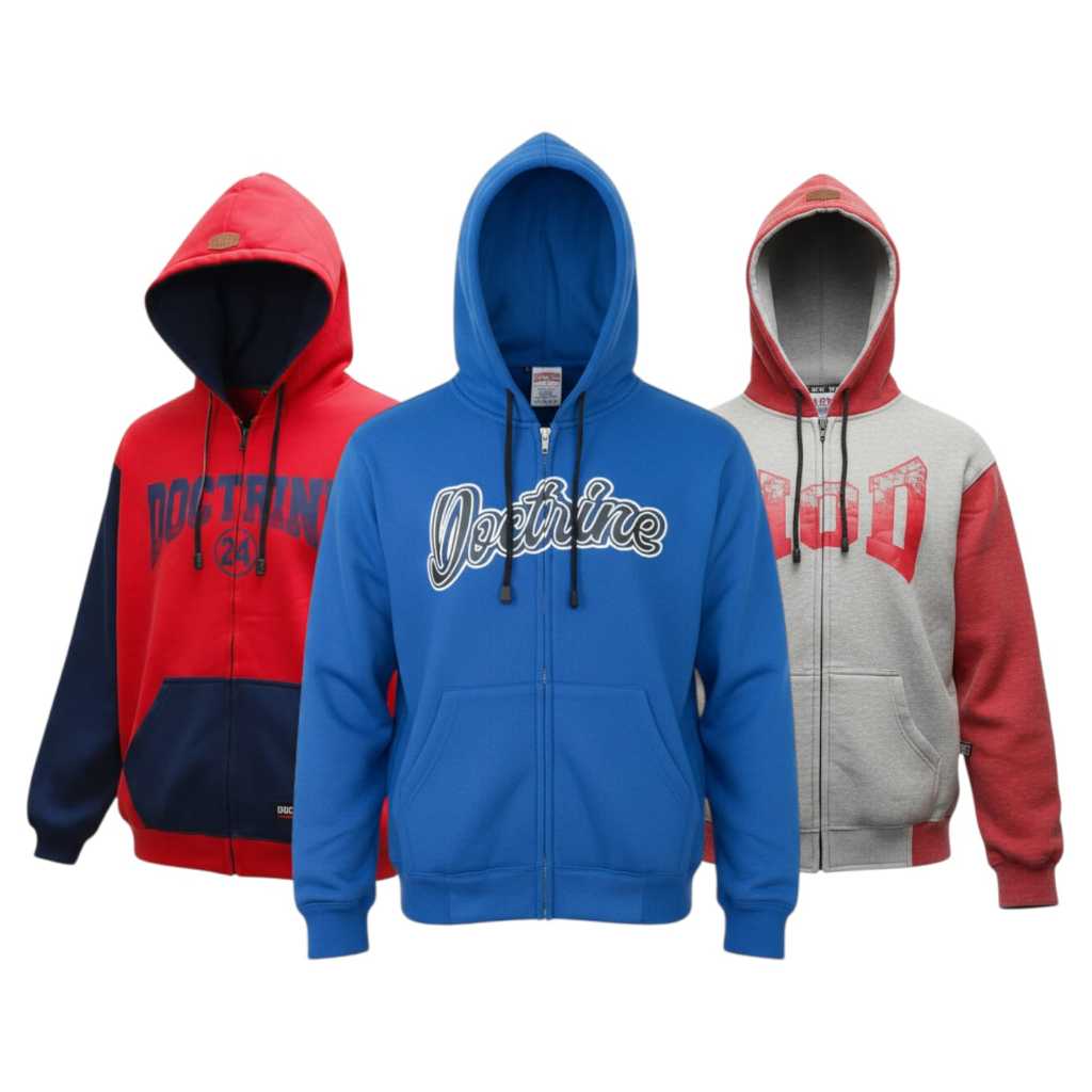 Jaket Hoodie Zipper Jaket Distro Jaket Zipper Hoodie Distro Abuabu Merah Dogker NodDoctrine Nod Doct