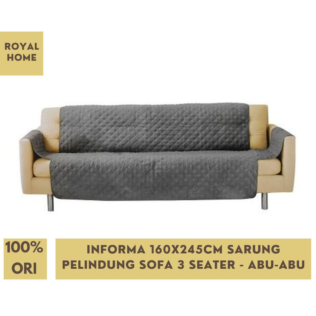 Informa 160x245cm Sarung Pelindung Sofa 3 Dudukan 3 Seater Sofa Protector Waterproof AbuAbu