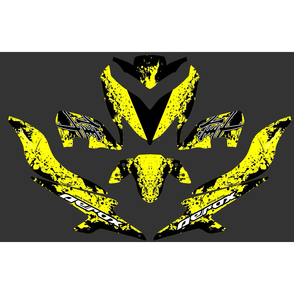 Decal Stiker  Aerox 155 Dekal Variasi Sticker Striping Custom Full Body transformers kuning
