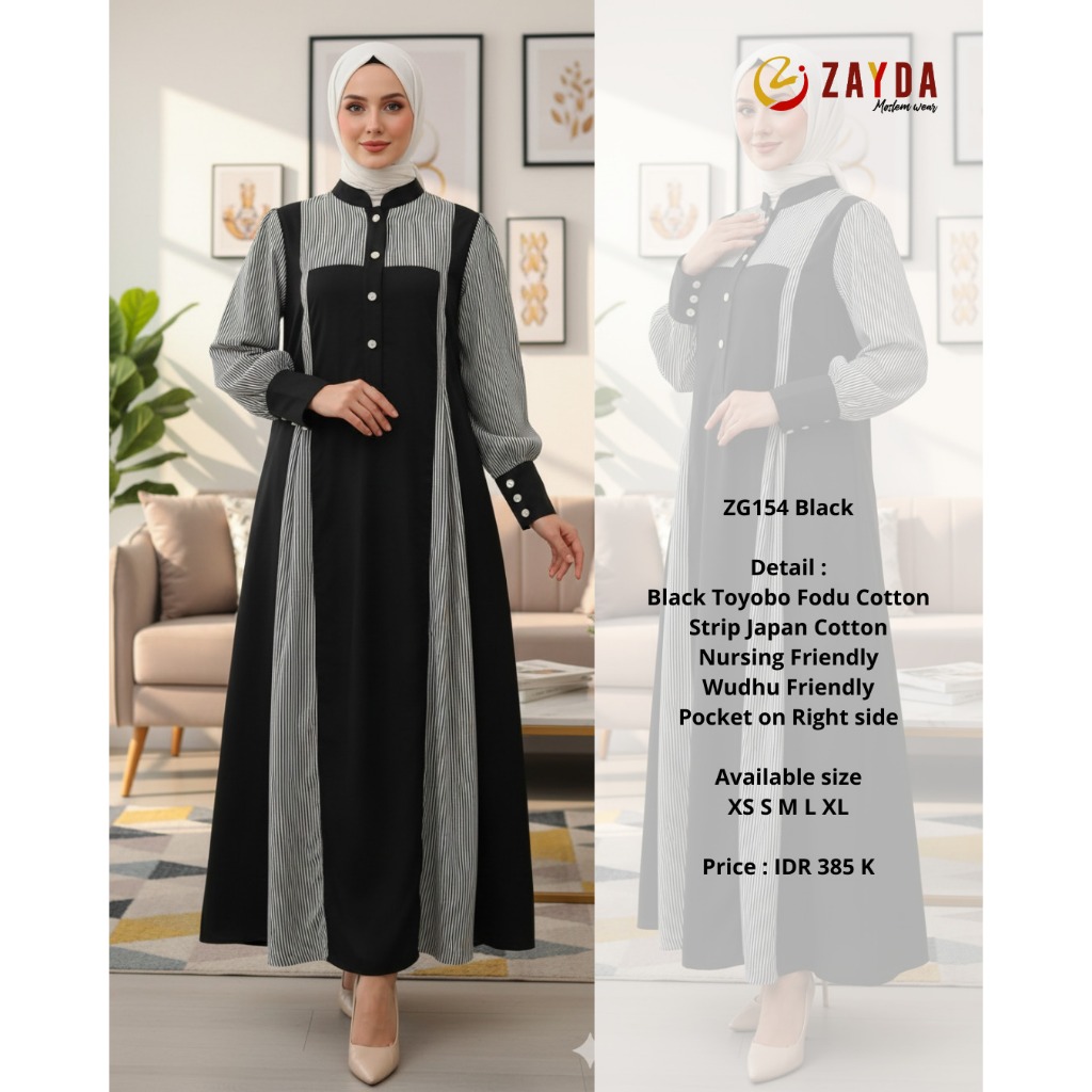 GAMIS SARIMBIT ZAYDA 154 BY ZAYDA MOSLEM WEAR ORIGINAL KEKINIAN MODERN TRENDY ELEGANT MODIS EXCLUSIV
