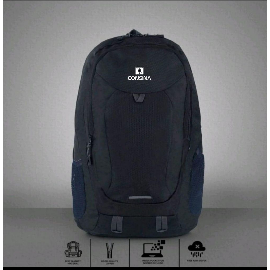 Tas Ransel Pria Consina Tipe Detroid kapasitas 25 Liter Free Raincover Tas Sekolah Tas Laptop Unisex