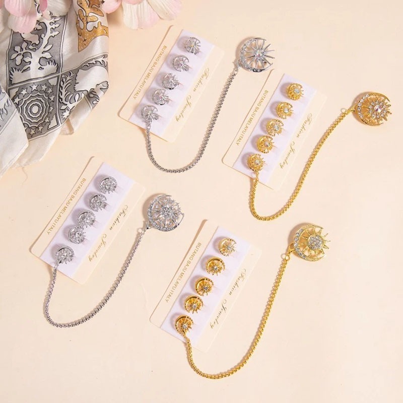 Set Kancing Baju Melayu Pria Butang Pin / Rantai Baju Melayu Mewah dengan Rumbai / Aksesori Baju Mel