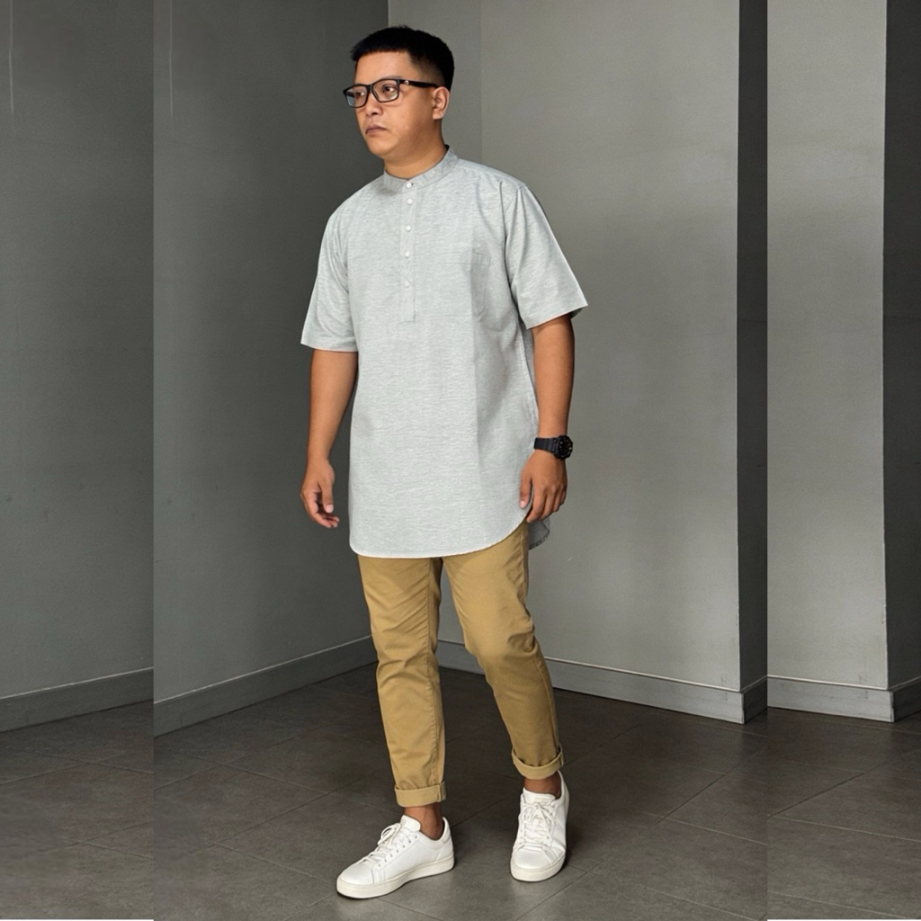 BAJU KOKO PRIA  DEWASA LENGAN  PENDEK | KURTA PRIA DEWASA | BOUJEST koko versi upgrade | HIJAU MUDA 