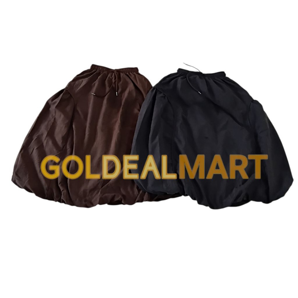 Rok balon bahan suede warna coklat cokelat / abu