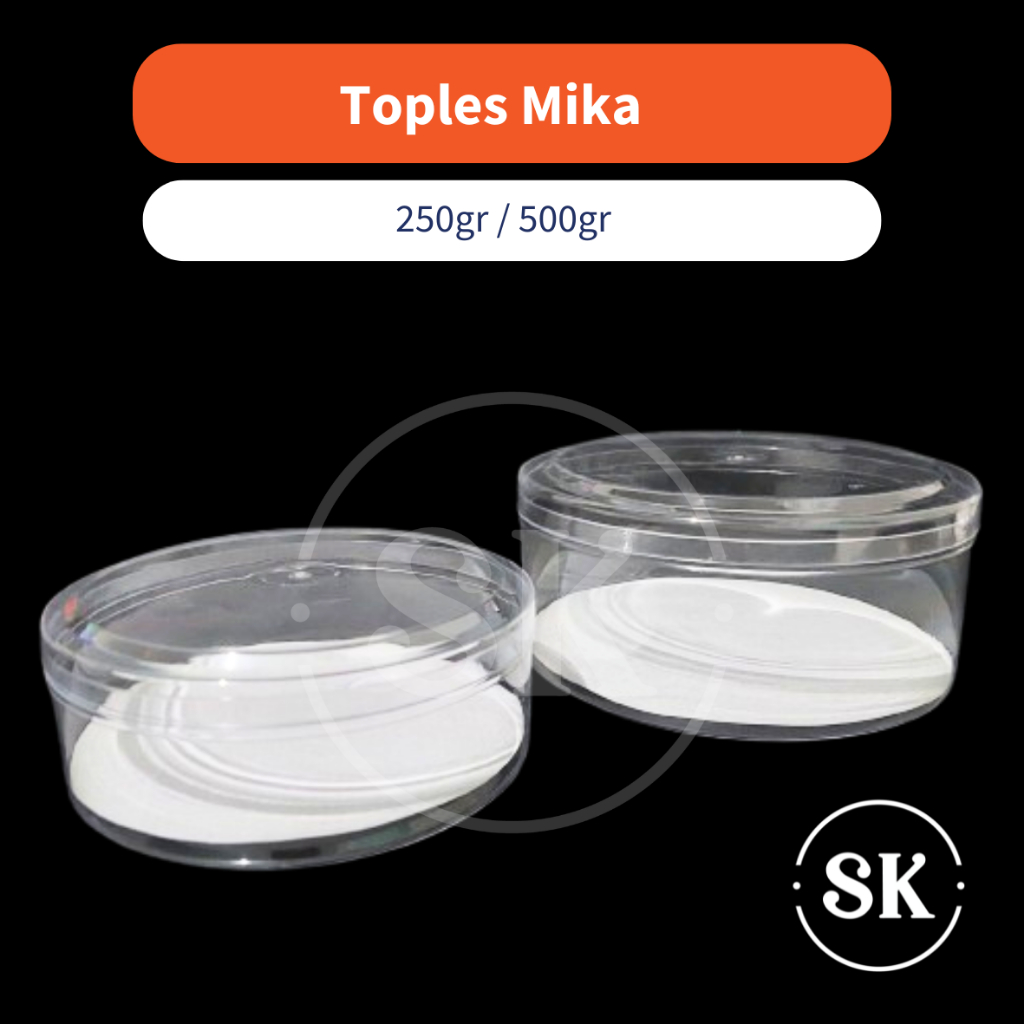 (12pcs) Toples Mika Kue Kering Bening 250gr / 500gr / Toples Mika Bulat Tip Top