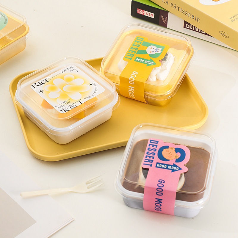 10 Pcs Mika Dessert Segi / Mika Tiramisu / Tray Mika Puding / Blister Box Tray Mika Kue Cake W096 GT