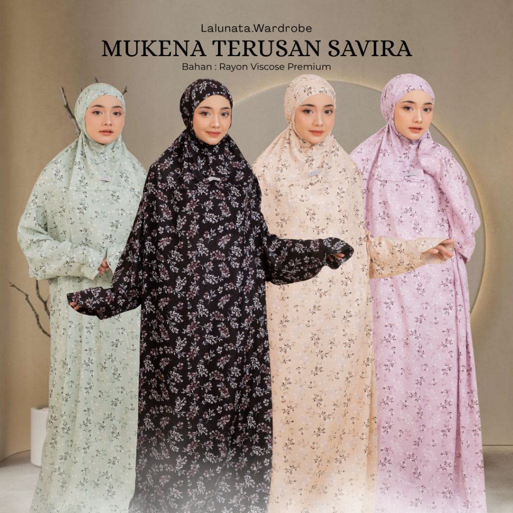 Mukena Terusan Savira Motif Bahan Rayon Viscose Adem Dan Tidak Menerawang
