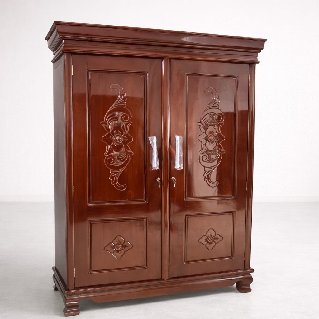 lemari kayu jati 2 pintu pakaian jumbo