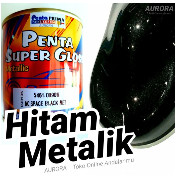 Cat Hitam Metalik Penta Super Gloss Space Black Metallic Metalic Kasar Cet Mobil dan Motor Kualitas 