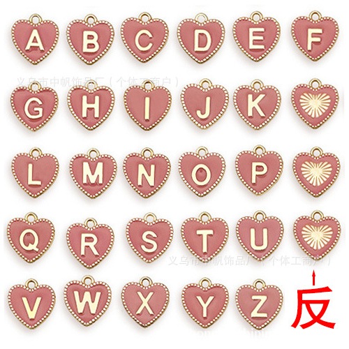 BONUS RING Heart Liontin Alfabet DIY Unik Anting Kalung Inisial Liontin Gelang Enamel Charm