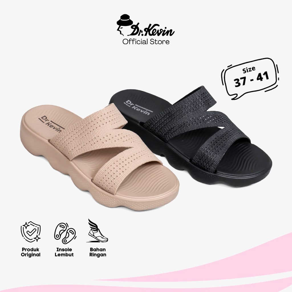 Dr. Kevin Sandal Selop Wanita Hak Rata Flat Sandal 571-141