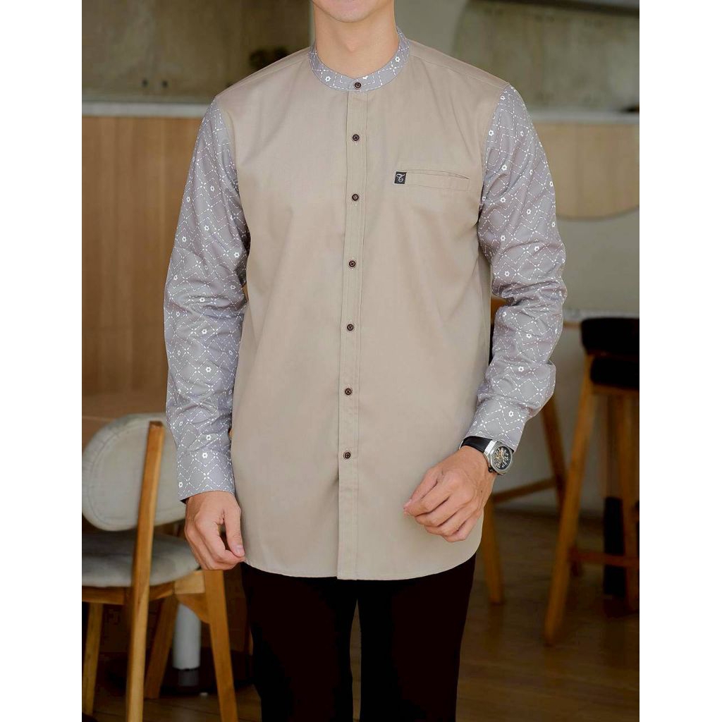 TRZMEN - Baju Muslim Pakistan Kemeja Koko Lengan Batik Panjang 010