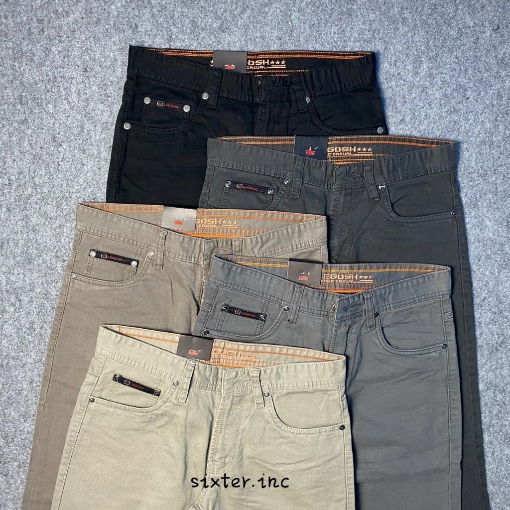 LEGOSH CASUAL Celana Panjang Pria Kanvas Model Reguler Kain Kanvas Premium Non Stretch