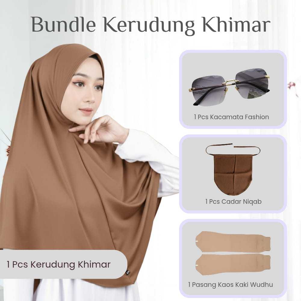 Bundle Hemat Niqab Wanita – Kerudung Khimar + Cadar + Kaos Kaki Wudhu + Kacamata