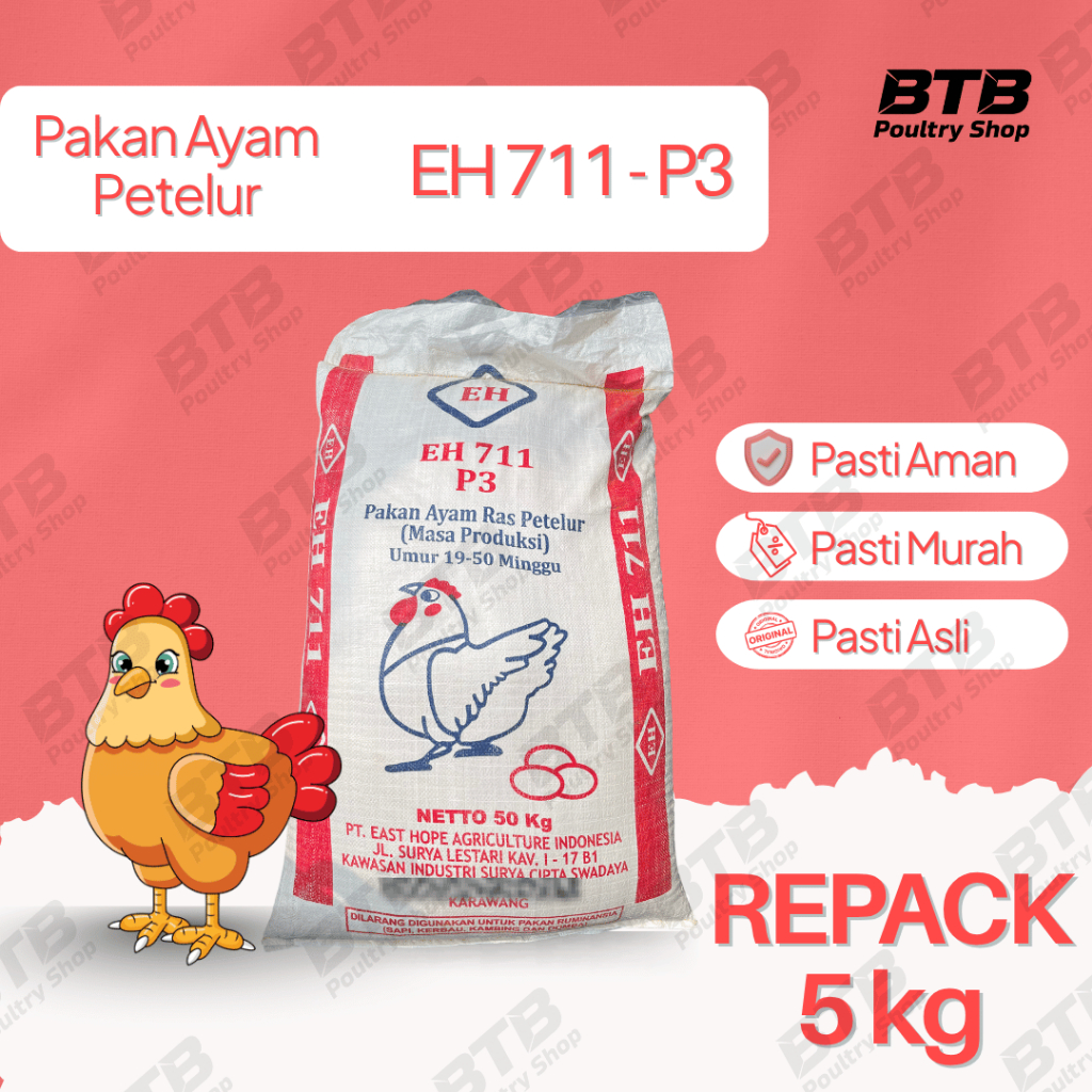 EH 711 Petelur Pakan Ayam Pur Ayam Petelur Makanan Anak Ayam Repack 5 KG | 1 KG