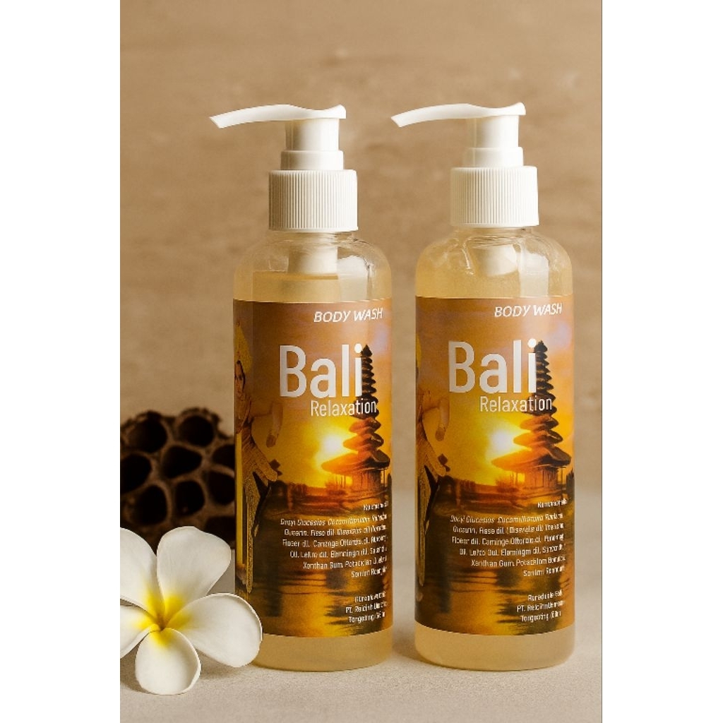 Sabun Mandi Cair BALI RELAXATION + SPON MANDI Membersihkan Kering dengan Busa Lembut & Aman untuk Ku
